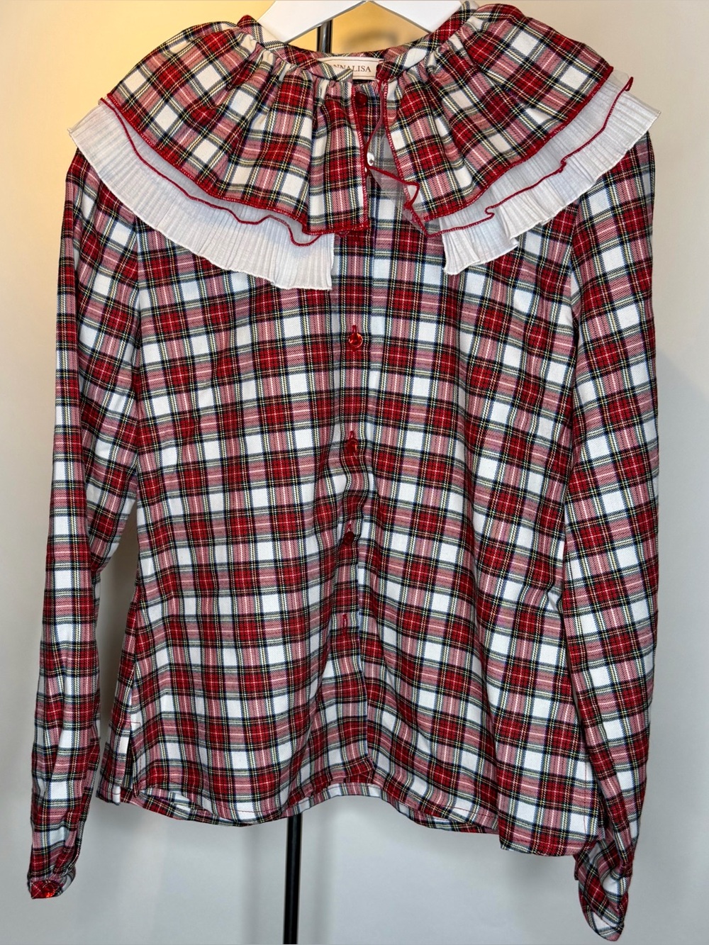 Monnalisa Girls Red Tartan Blouse
